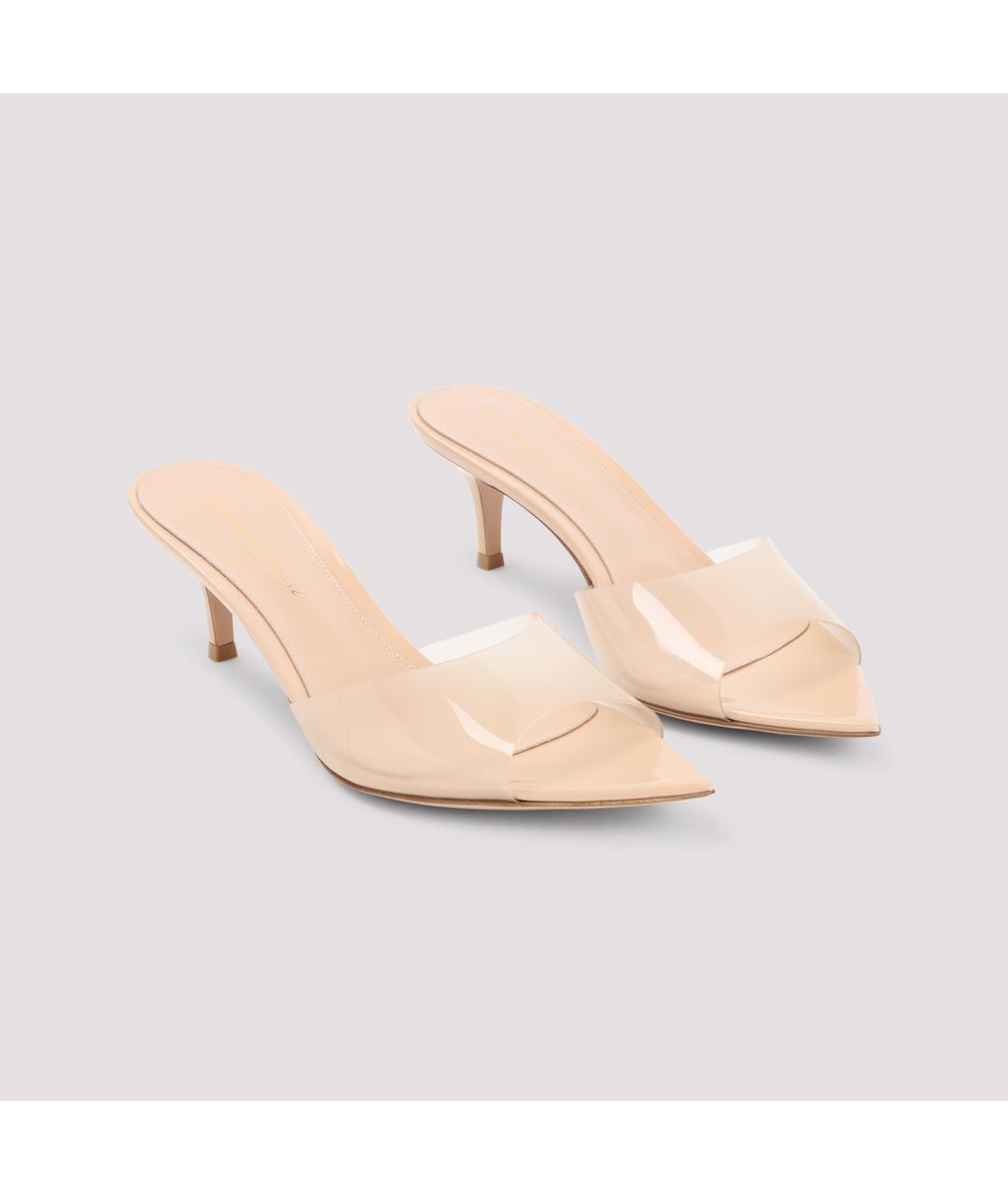 GIANVITO ROSSI Бежевые кожаные мюли, фото 2