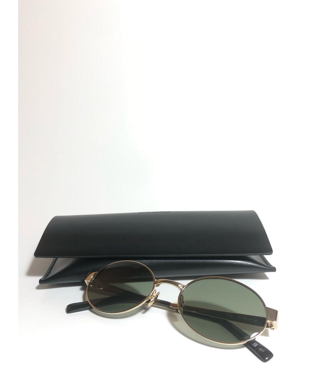 SAINT LAURENT Золотые металлические солнцезащитные очки, фото 5