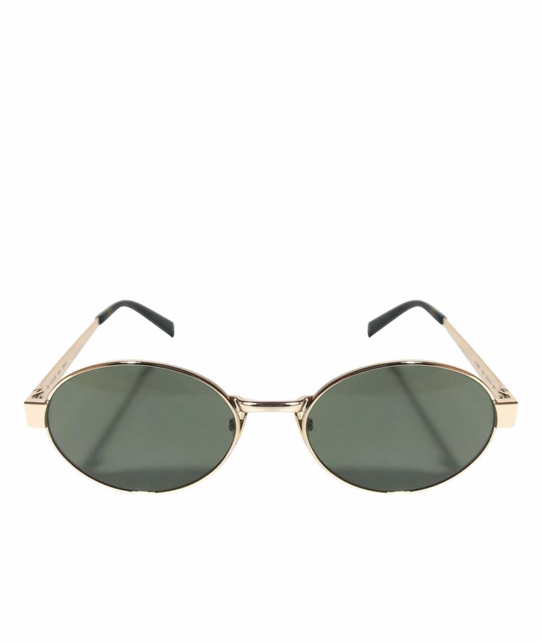 SAINT LAURENT Золотые металлические солнцезащитные очки, фото 1