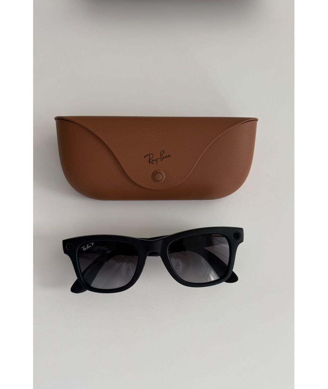 RAY BAN Черные пластиковые солнцезащитные очки, фото 8