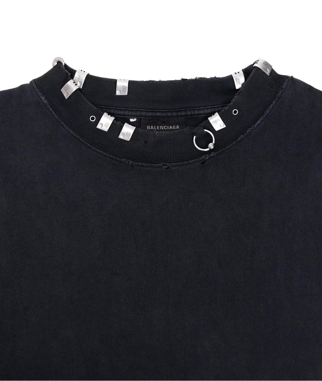 BALENCIAGA Черная хлопковая футболка, фото 4