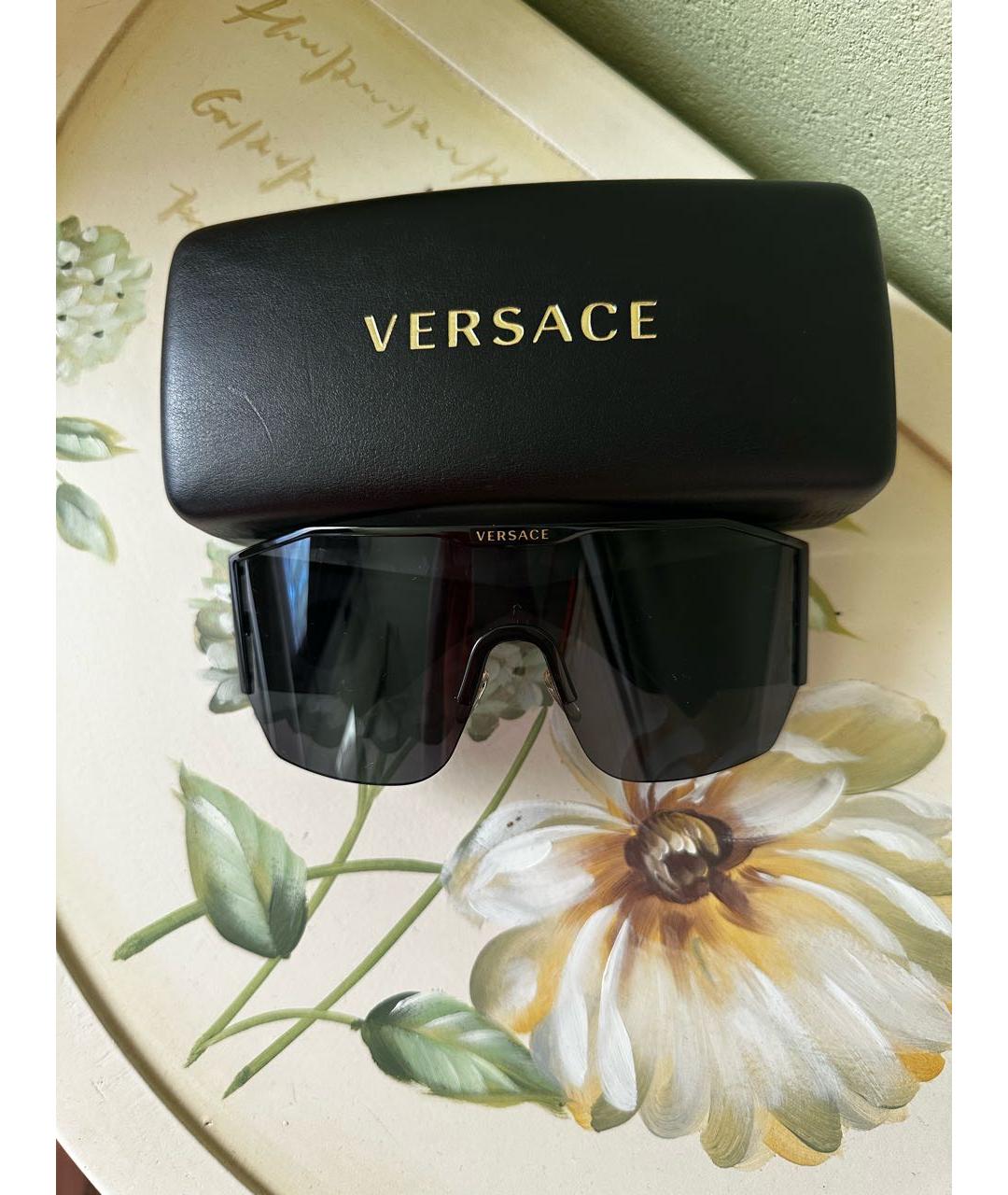 VERSACE Черные пластиковые солнцезащитные очки, фото 5