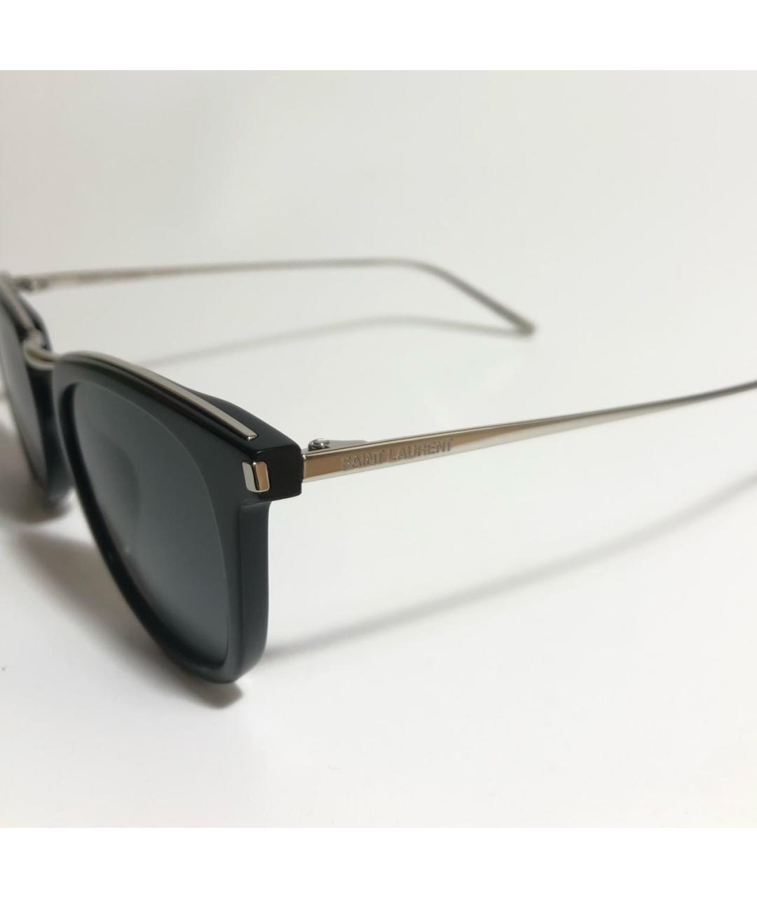 SAINT LAURENT Черные металлические солнцезащитные очки, фото 3