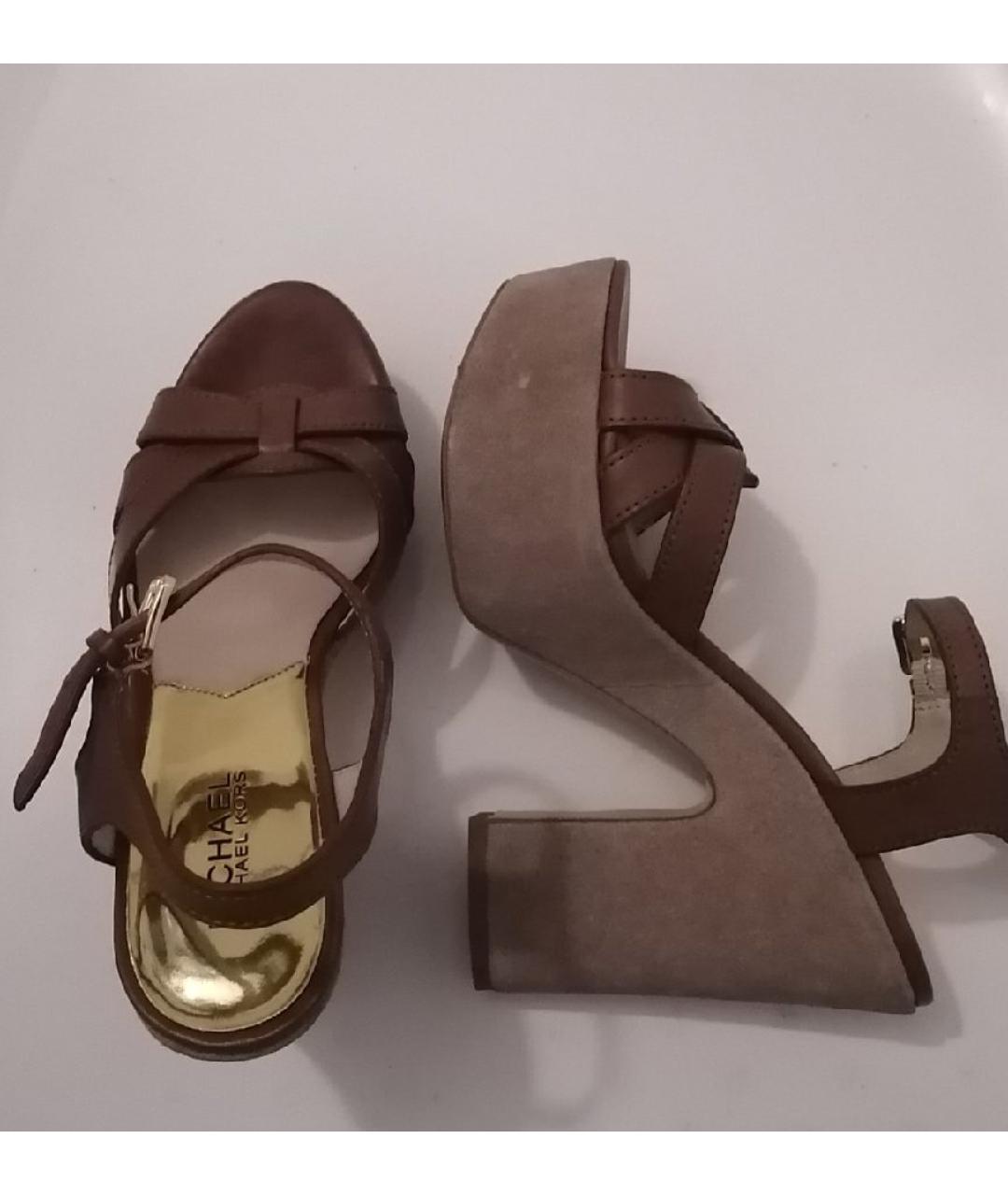 MICHAEL KORS Коричневые кожаные босоножки, фото 3
