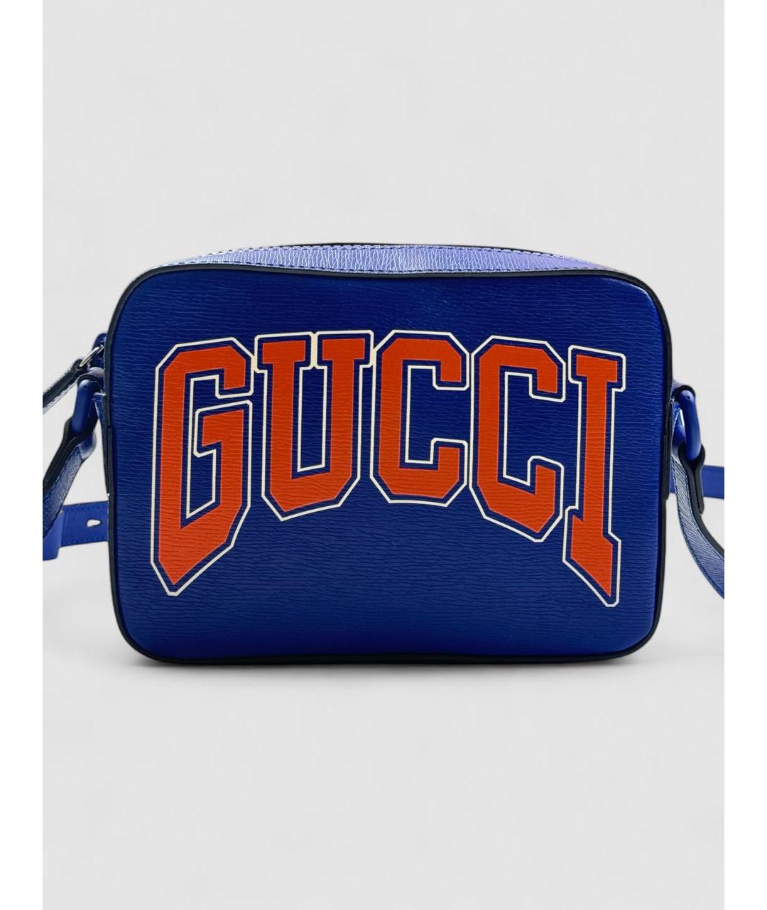 GUCCI Темно-синяя кожаная сумка на плечо, фото 6
