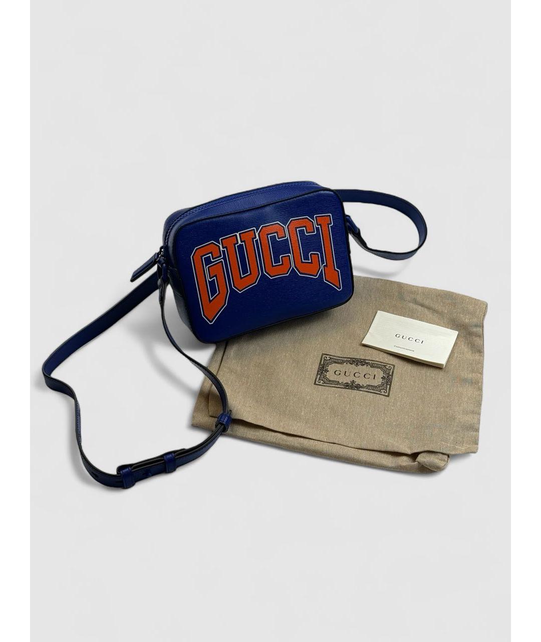 GUCCI Темно-синяя кожаная сумка на плечо, фото 3