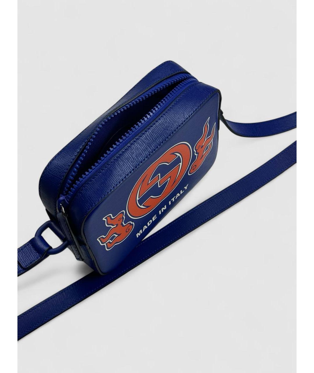 GUCCI Темно-синяя кожаная сумка на плечо, фото 5