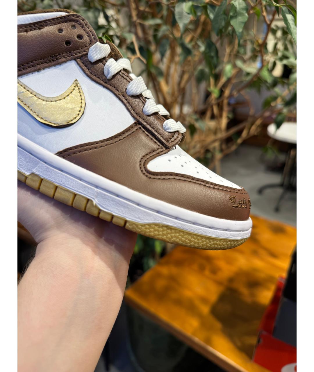 NIKE Коричневые кожаные кроссовки, фото 4