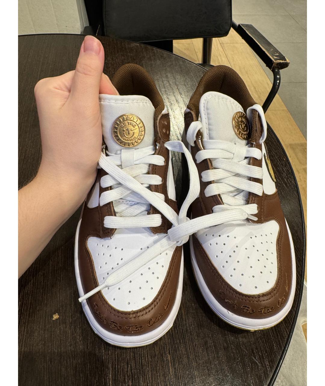 NIKE Коричневые кожаные кроссовки, фото 7
