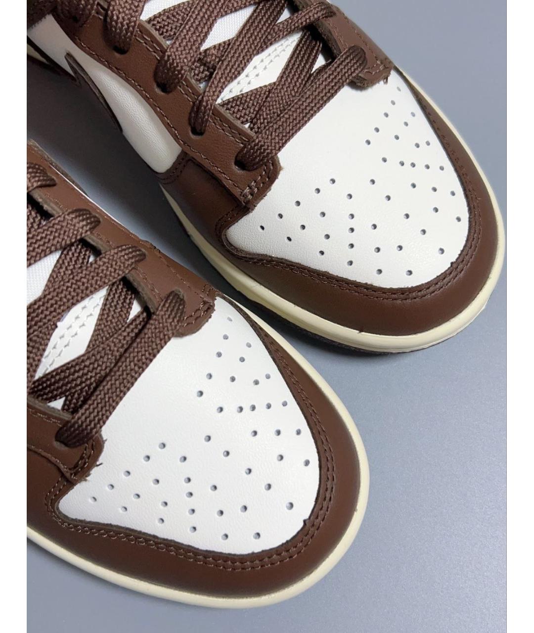 NIKE Коричневые кожаные низкие кроссовки / кеды, фото 3