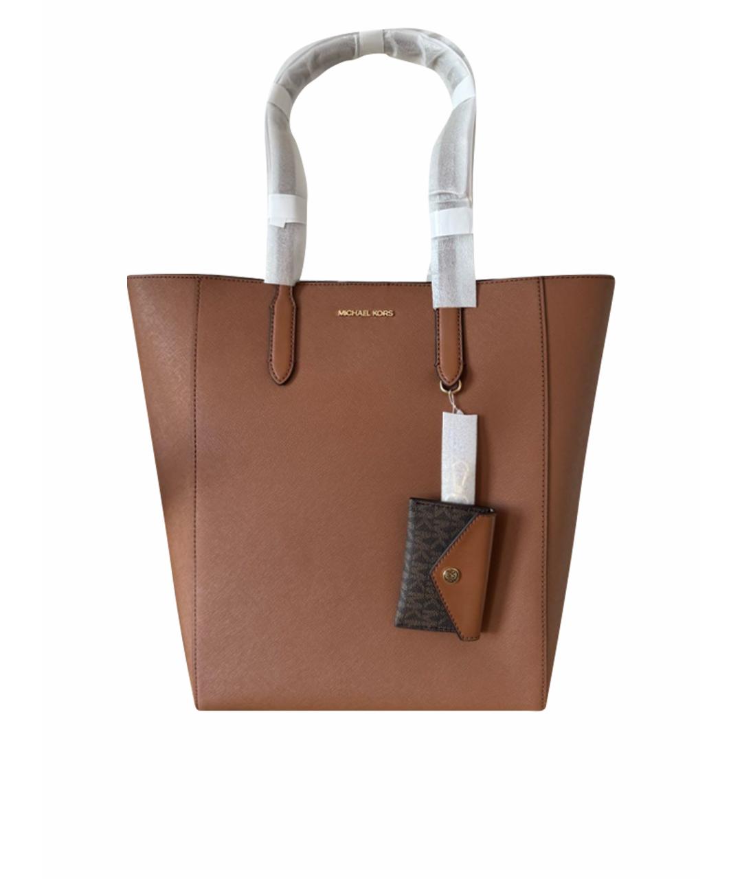 MICHAEL KORS Коричневая кожаная сумка с короткими ручками, фото 1