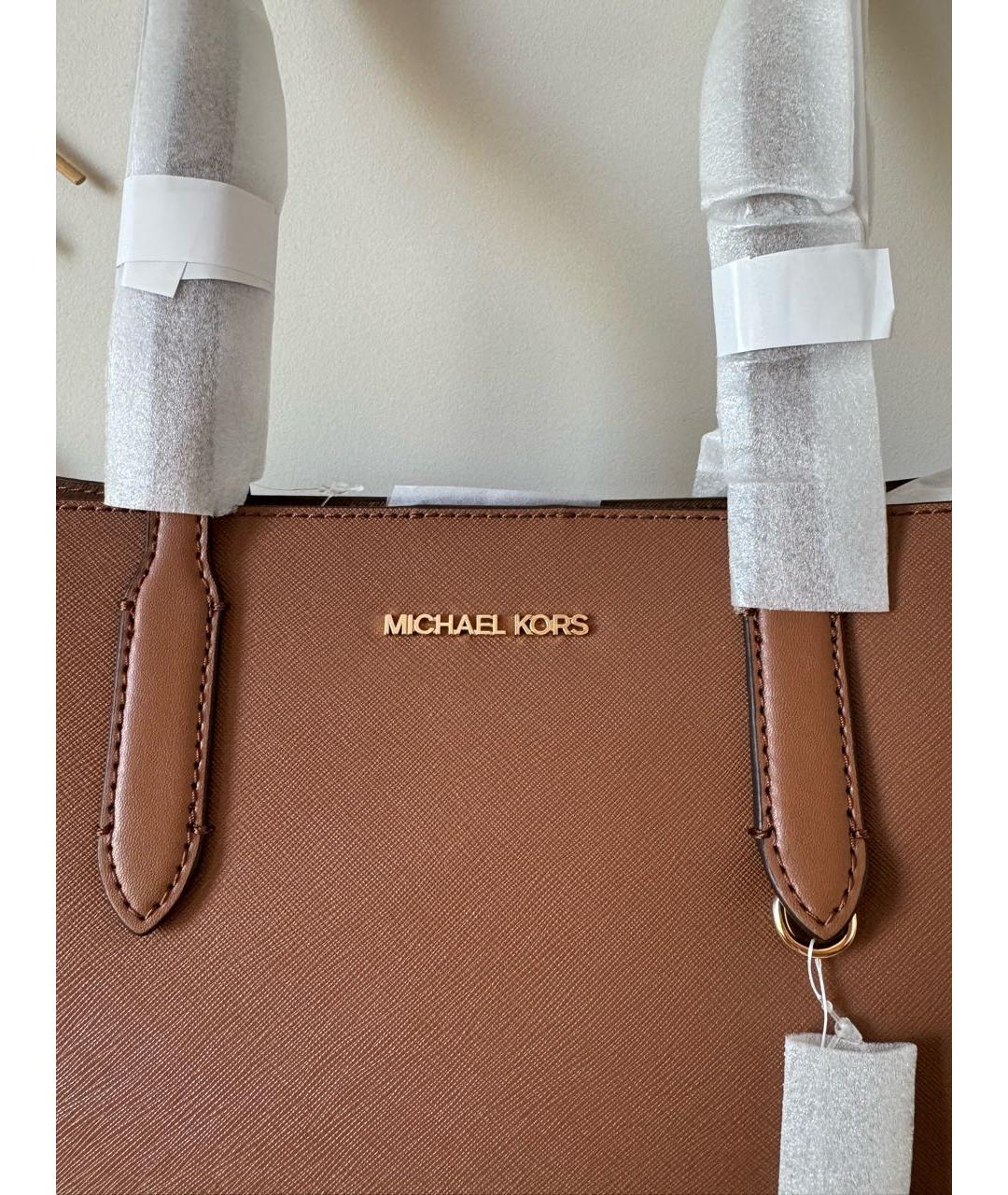 MICHAEL KORS Коричневая кожаная сумка с короткими ручками, фото 5