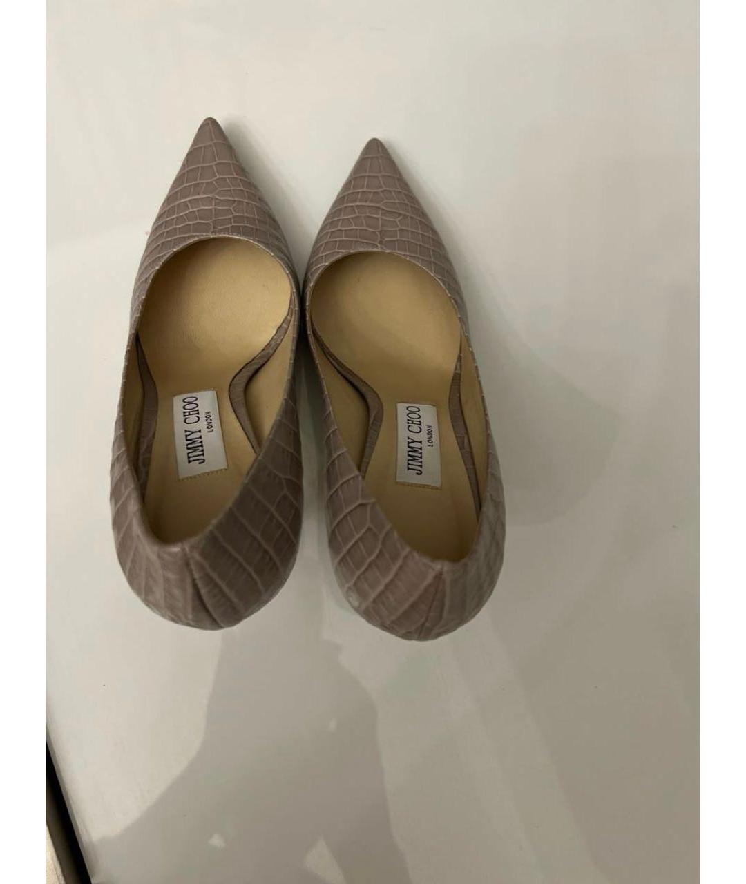 JIMMY CHOO Бежевые кожаные лодочки на низком каблуке, фото 3