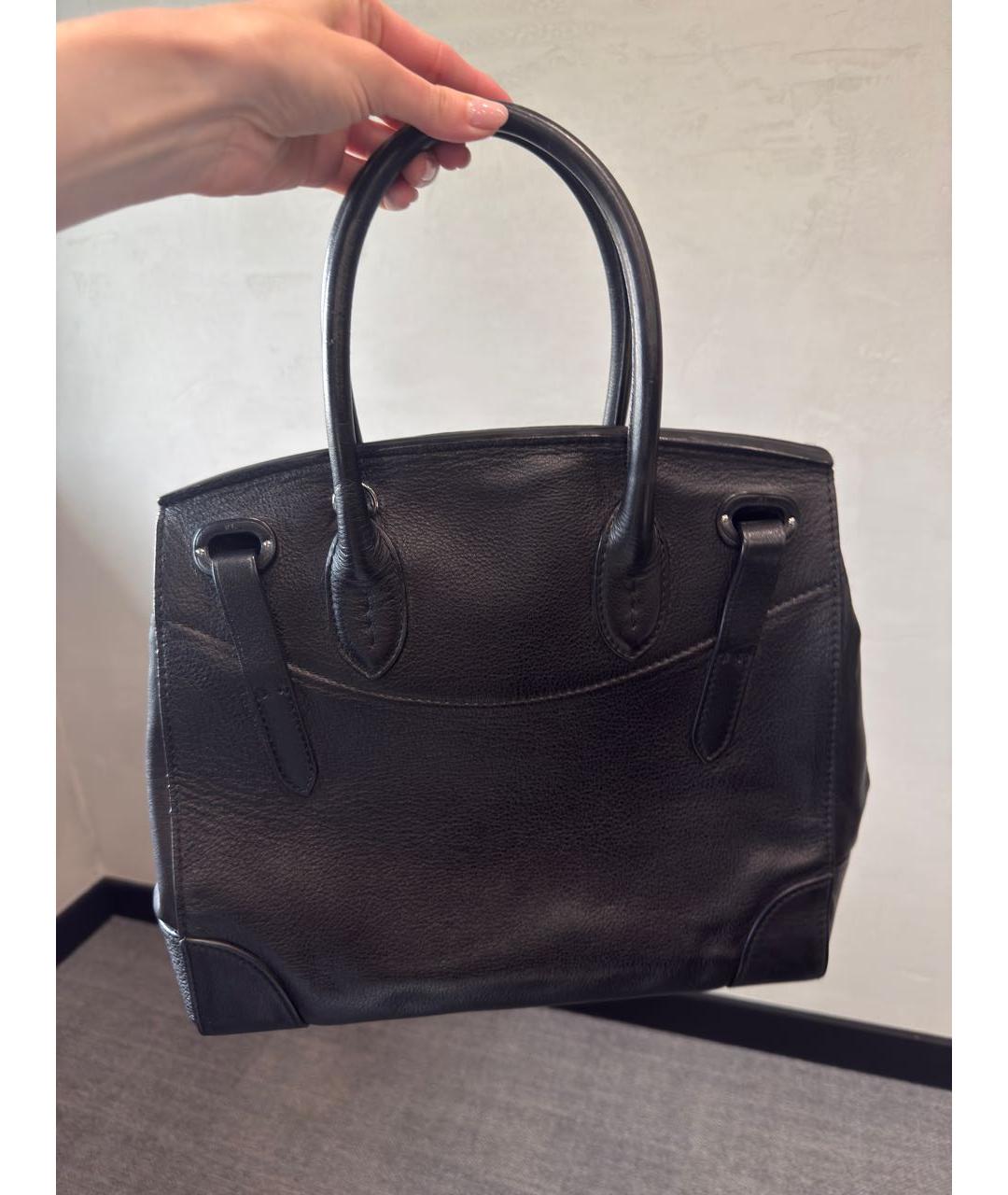 RALPH LAUREN Черная кожаная сумка с короткими ручками, фото 3