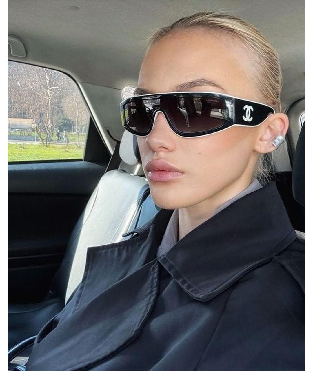 CHANEL Черные пластиковые солнцезащитные очки, фото 3