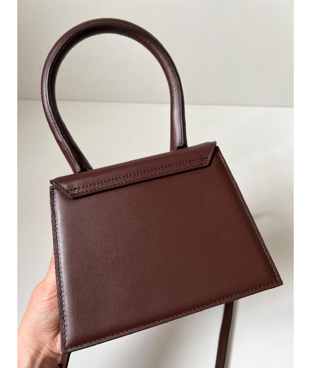 JACQUEMUS Коричневая кожаная сумка с короткими ручками, фото 8