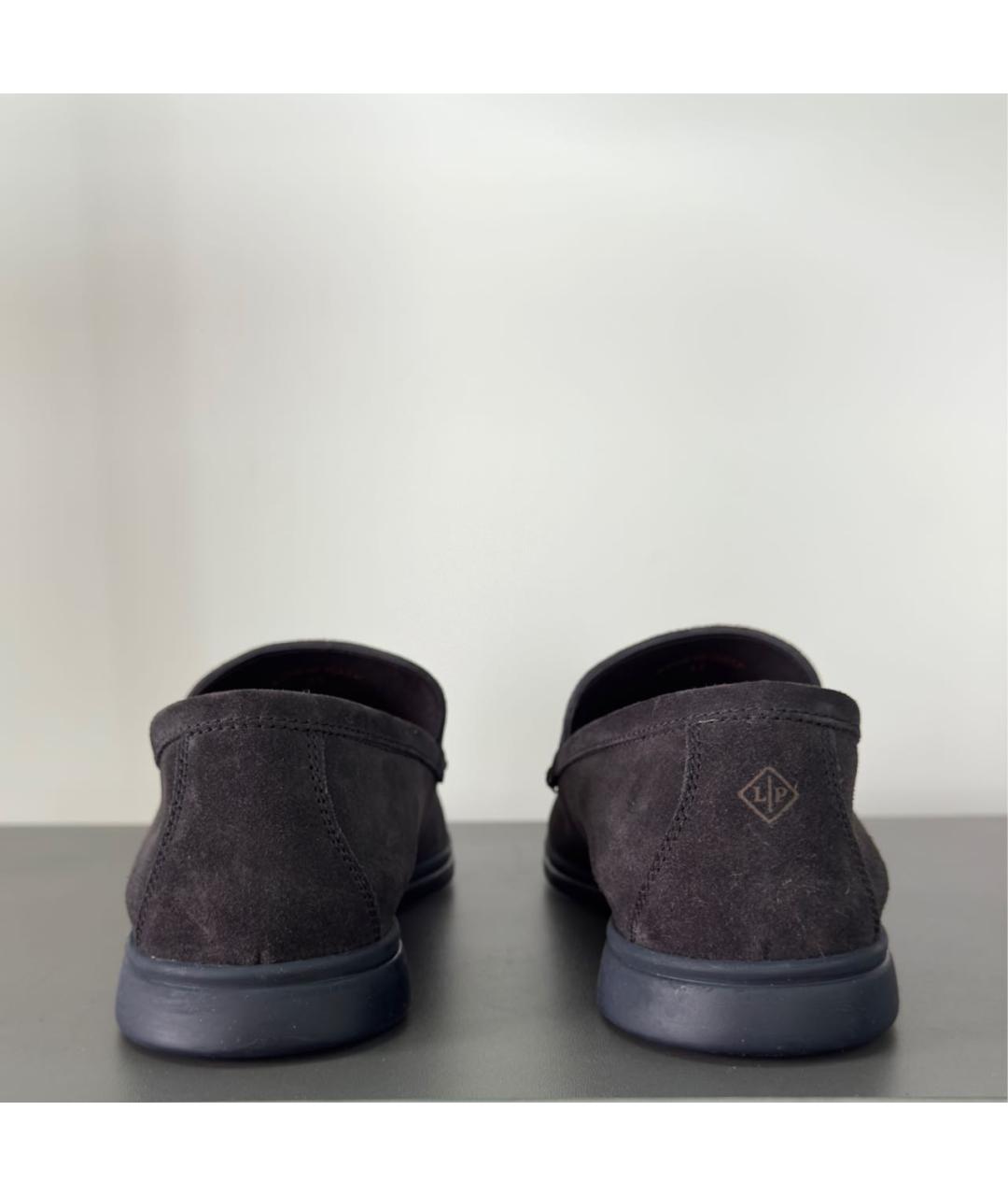 LORO PIANA Антрацитовые замшевые лоферы, фото 4