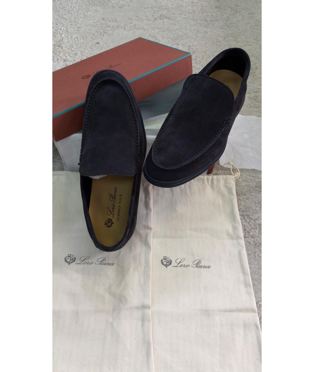 LORO PIANA Антрацитовые замшевые лоферы, фото 6