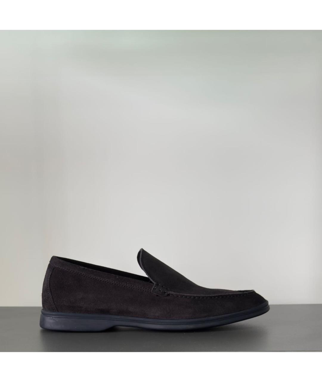 LORO PIANA Антрацитовые замшевые лоферы, фото 9