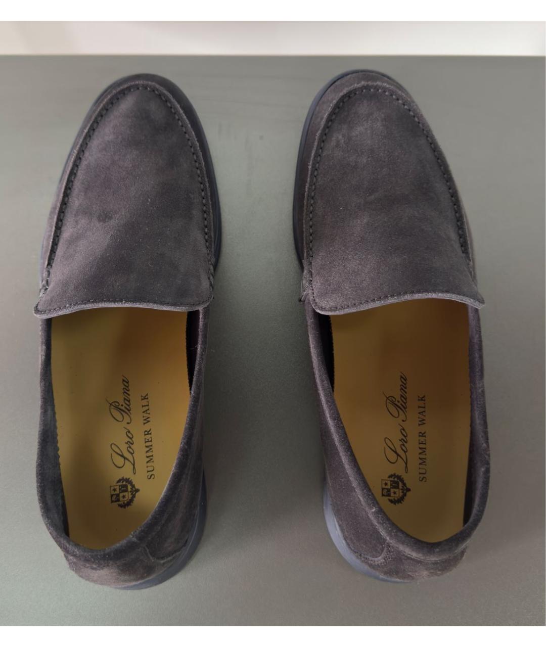LORO PIANA Антрацитовые замшевые лоферы, фото 3