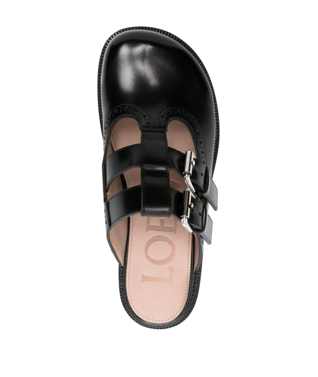 LOEWE Черные кожаные сабо, фото 4