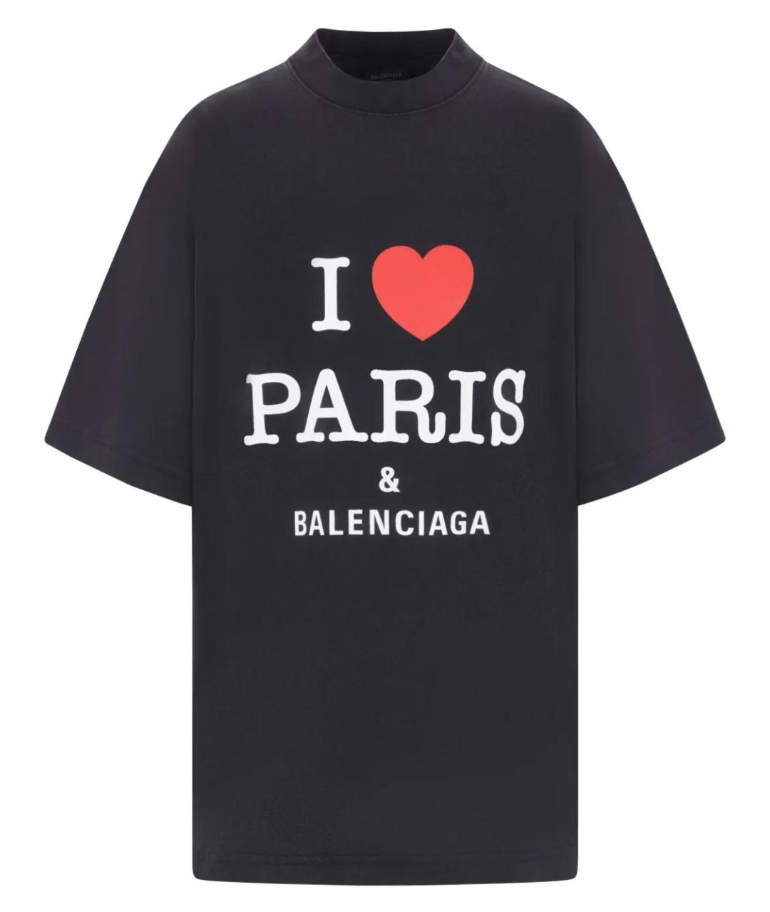 BALENCIAGA Черная хлопковая футболка, фото 1