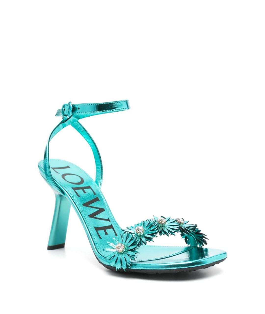 LOEWE Голубые кожаные босоножки, фото 4
