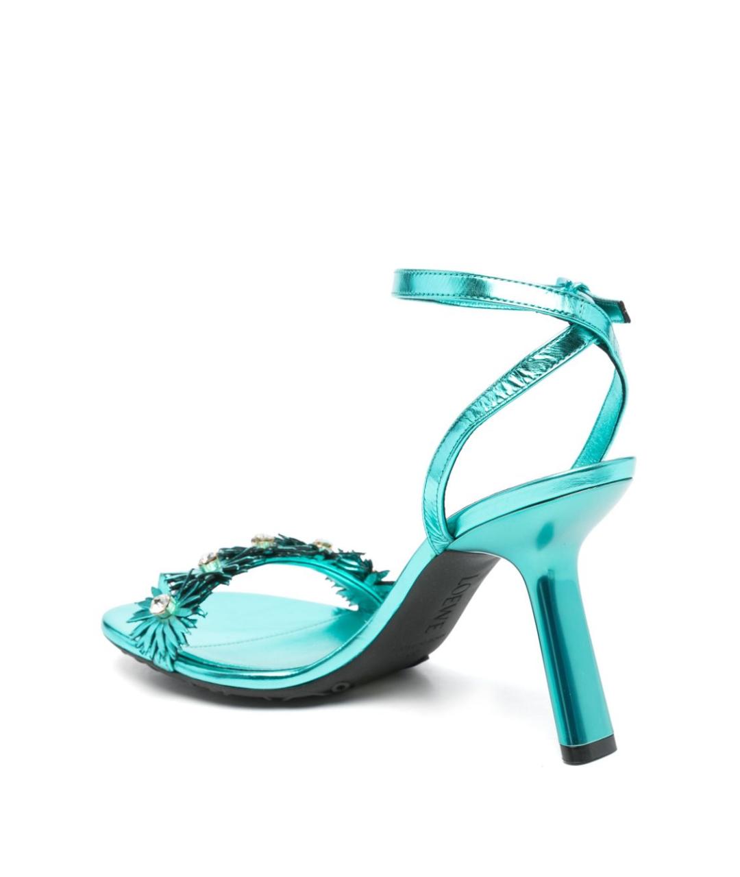 LOEWE Голубые кожаные босоножки, фото 3