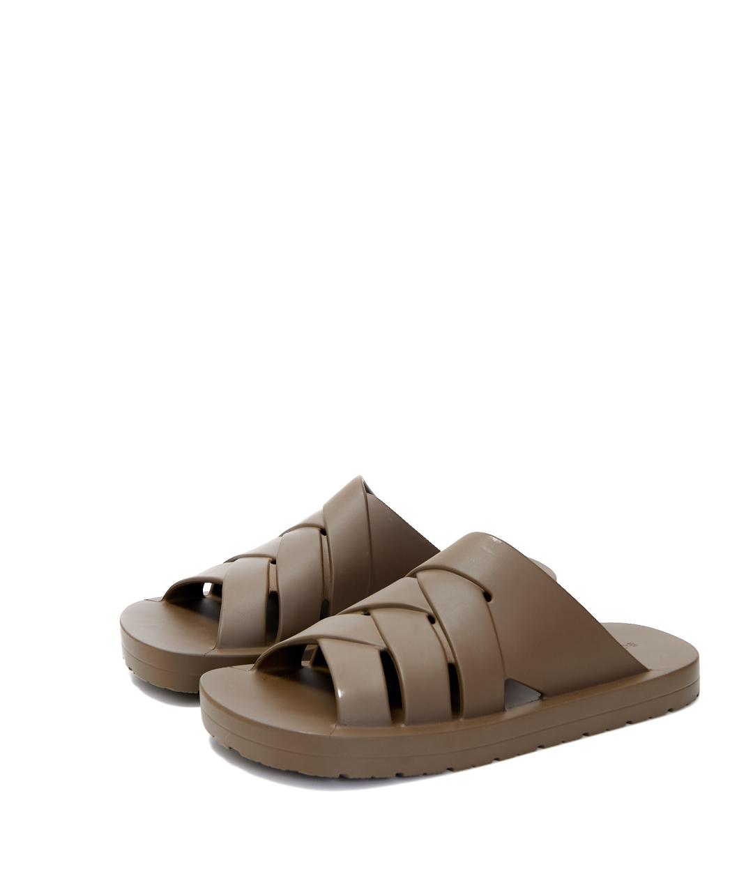 BOTTEGA VENETA Хаки резиновые шлепанцы, фото 2
