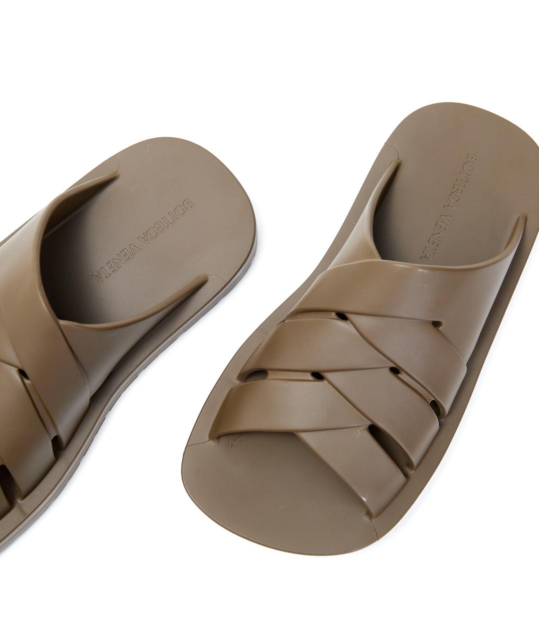 BOTTEGA VENETA Хаки резиновые шлепанцы, фото 4