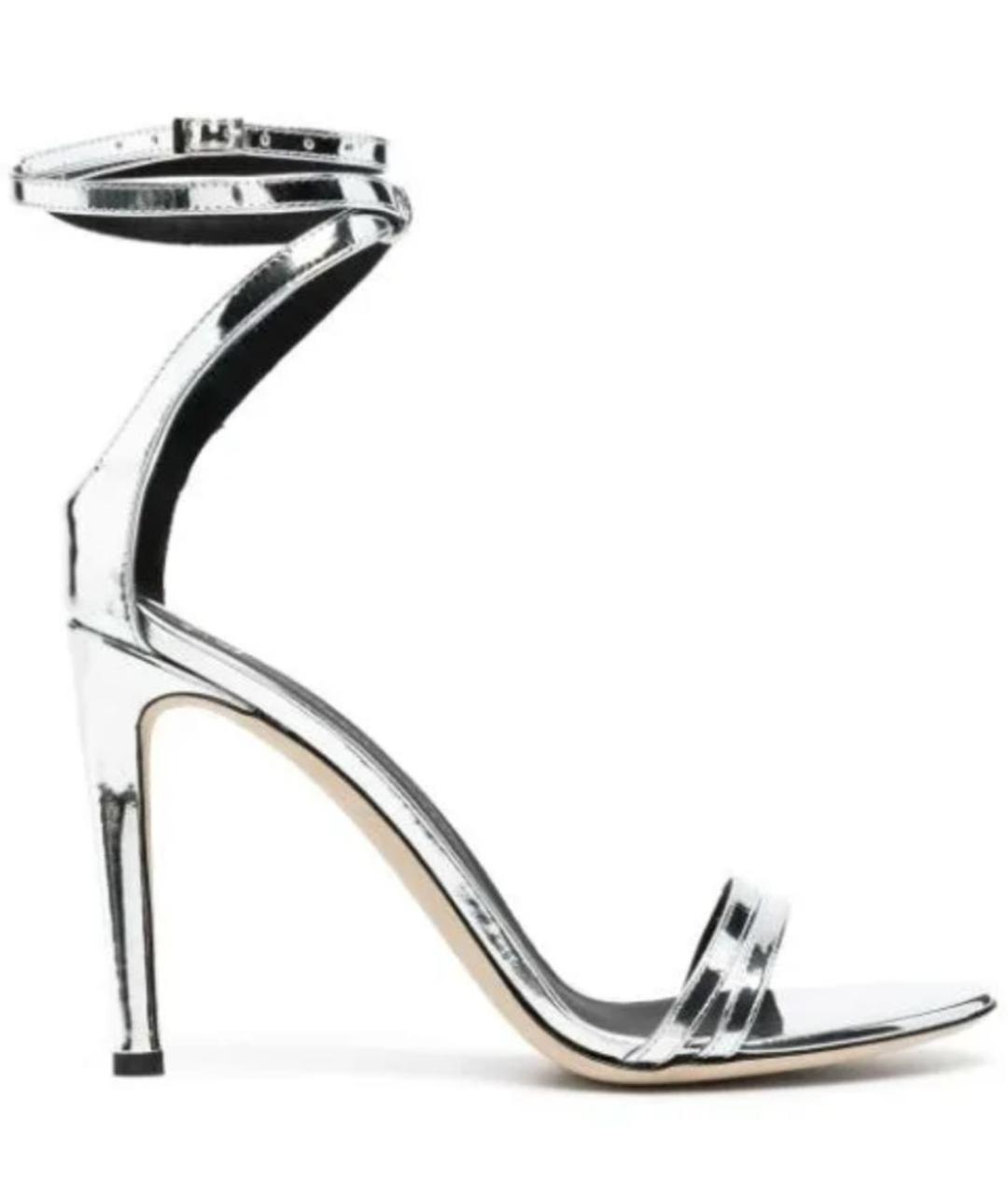 GIUSEPPE ZANOTTI DESIGN Серебряные кожаные босоножки, фото 5