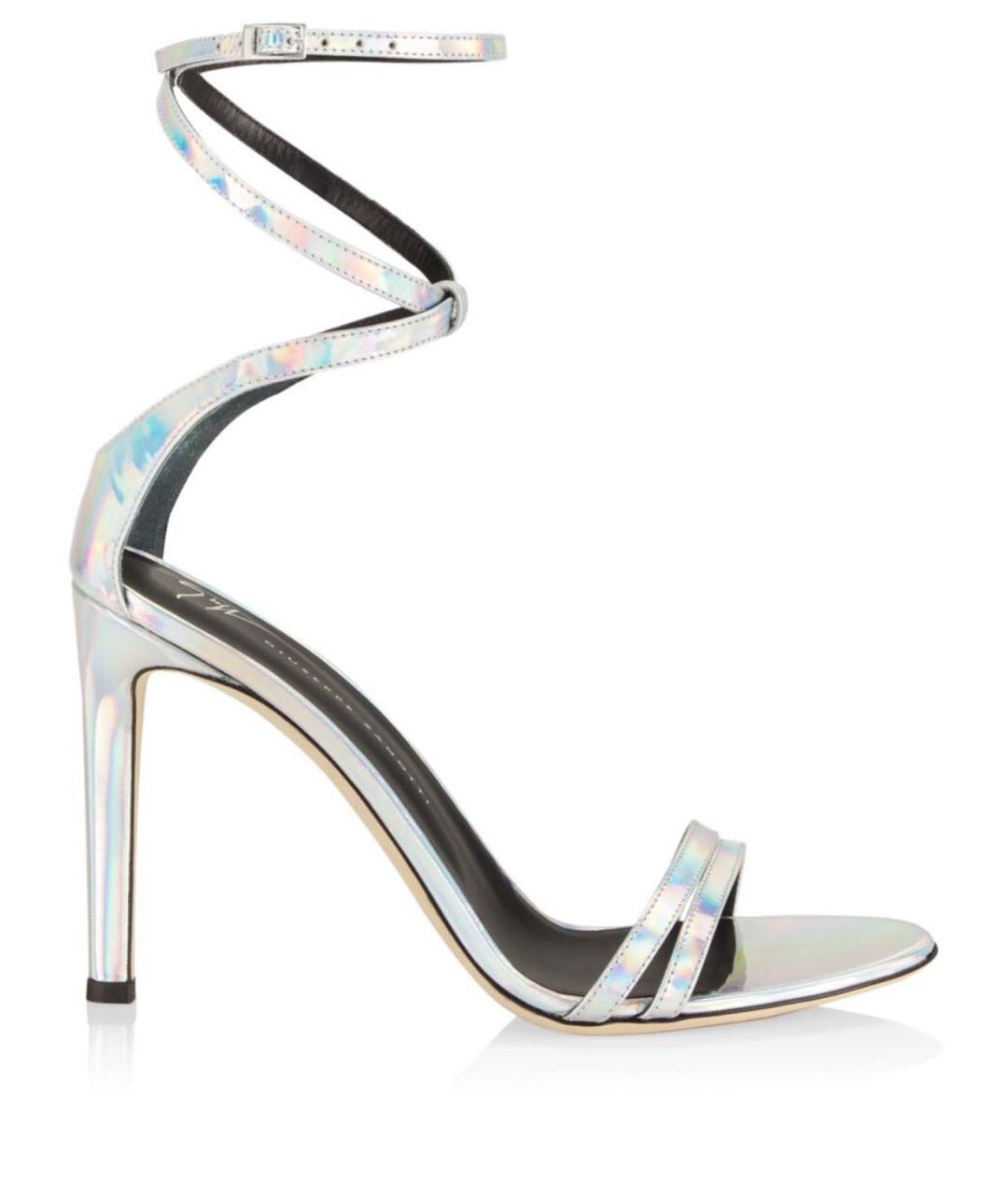 GIUSEPPE ZANOTTI DESIGN Серебряные кожаные босоножки, фото 2