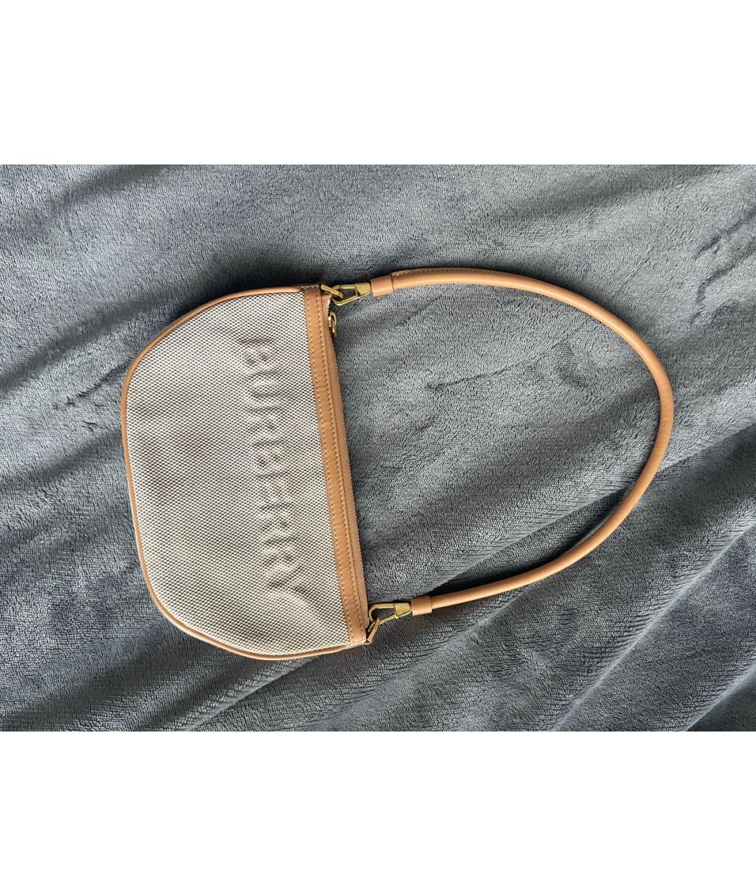 BURBERRY Коричневая тканевая сумка с короткими ручками, фото 6