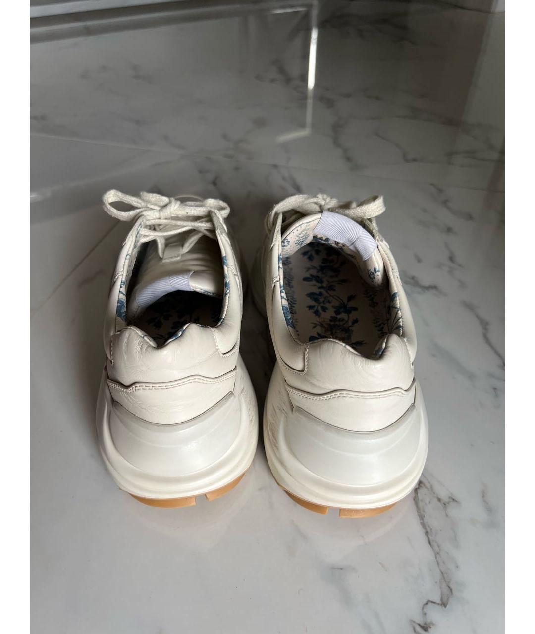 GUCCI Бежевые кожаные кроссовки, фото 4