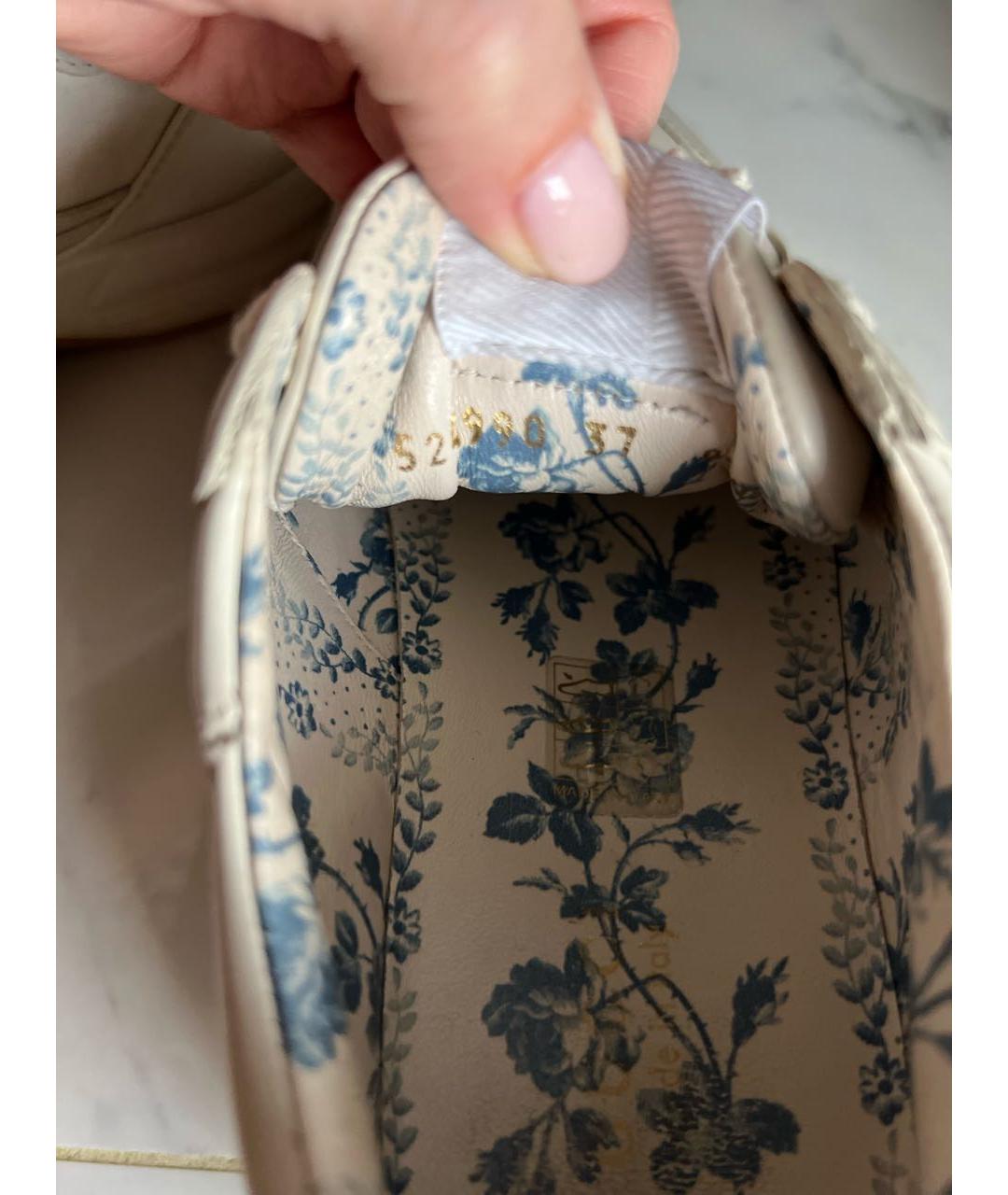 GUCCI Бежевые кожаные кроссовки, фото 5