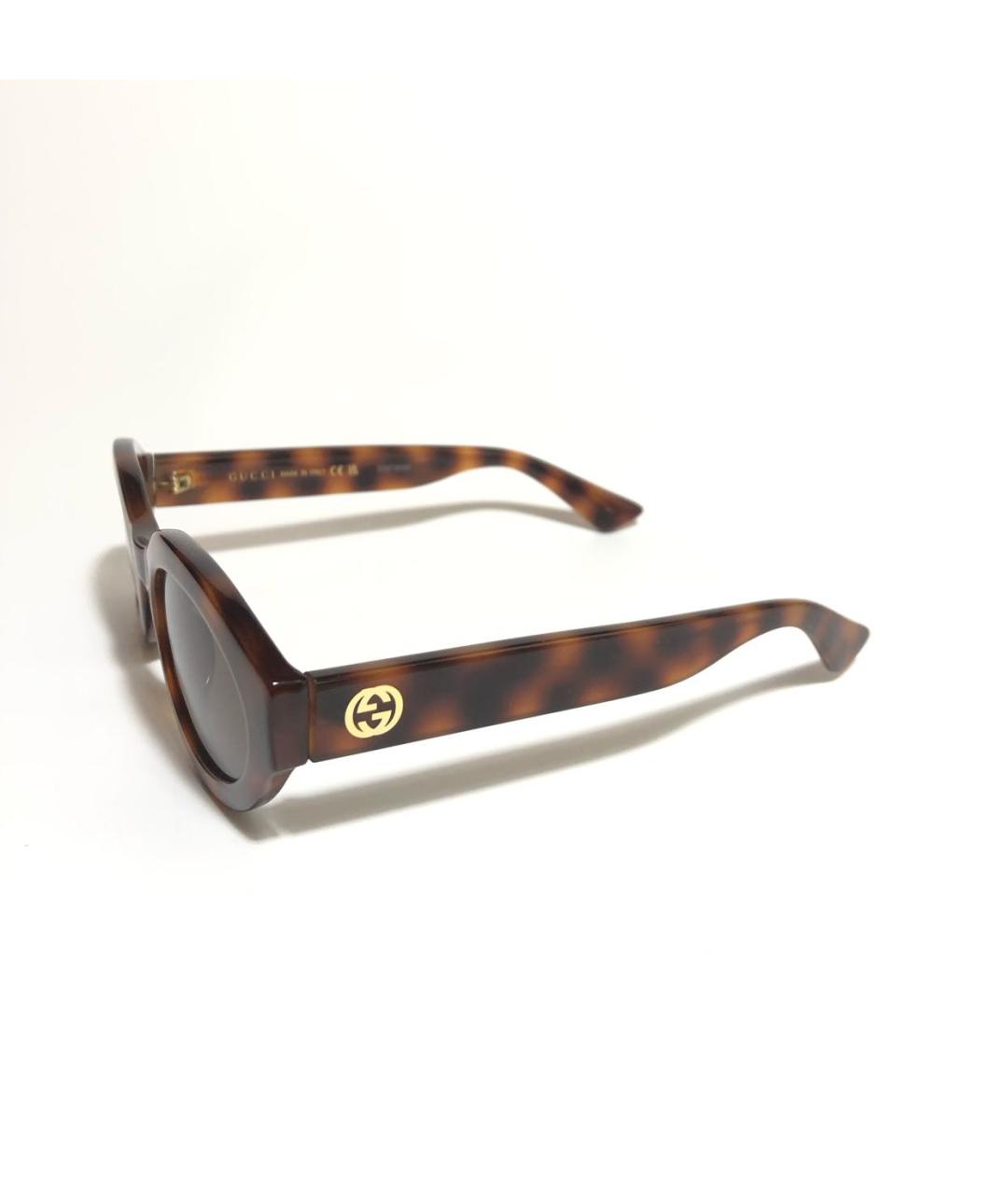 GUCCI Коричневые пластиковые солнцезащитные очки, фото 2
