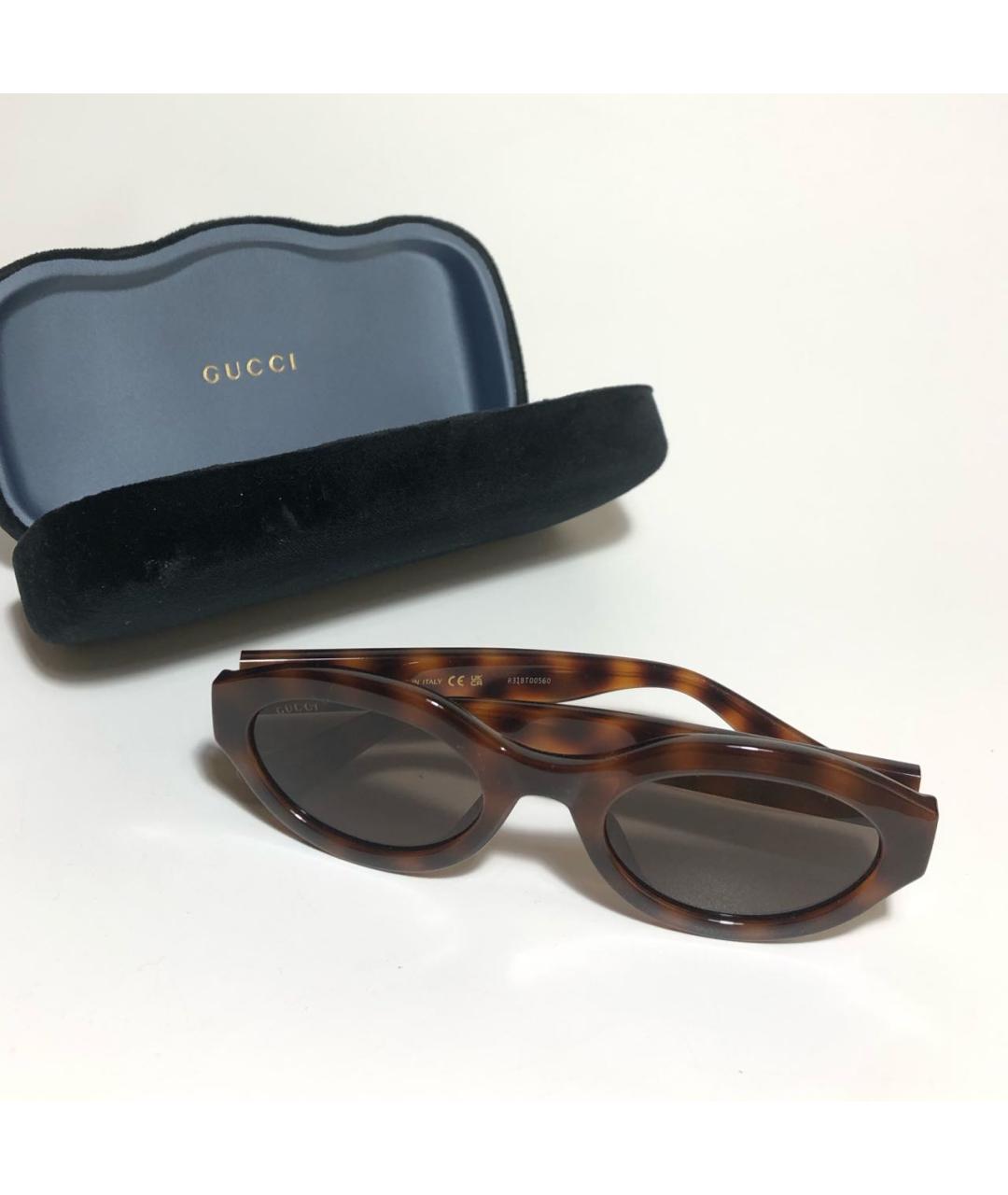 GUCCI Коричневые пластиковые солнцезащитные очки, фото 5