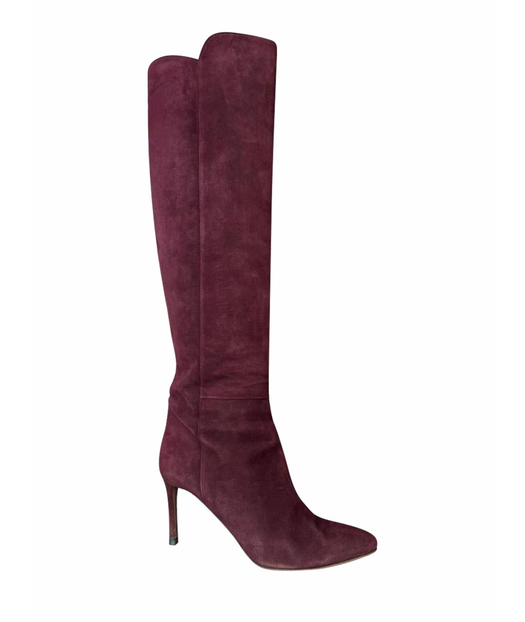 AQUAZZURA Бордовые ботфорты, фото 1