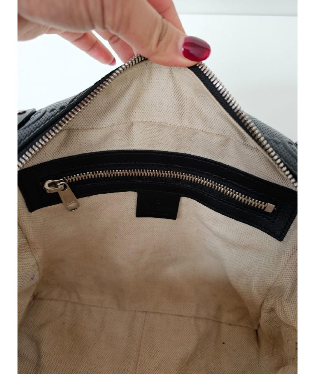 GUCCI Черная кожаная сумка через плечо, фото 5