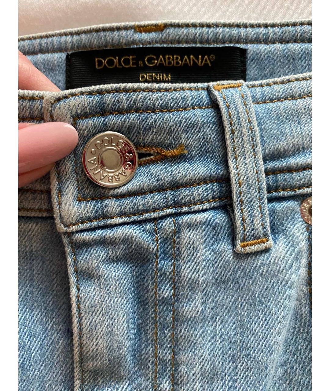 DOLCE&GABBANA Голубая деним юбка мини, фото 7