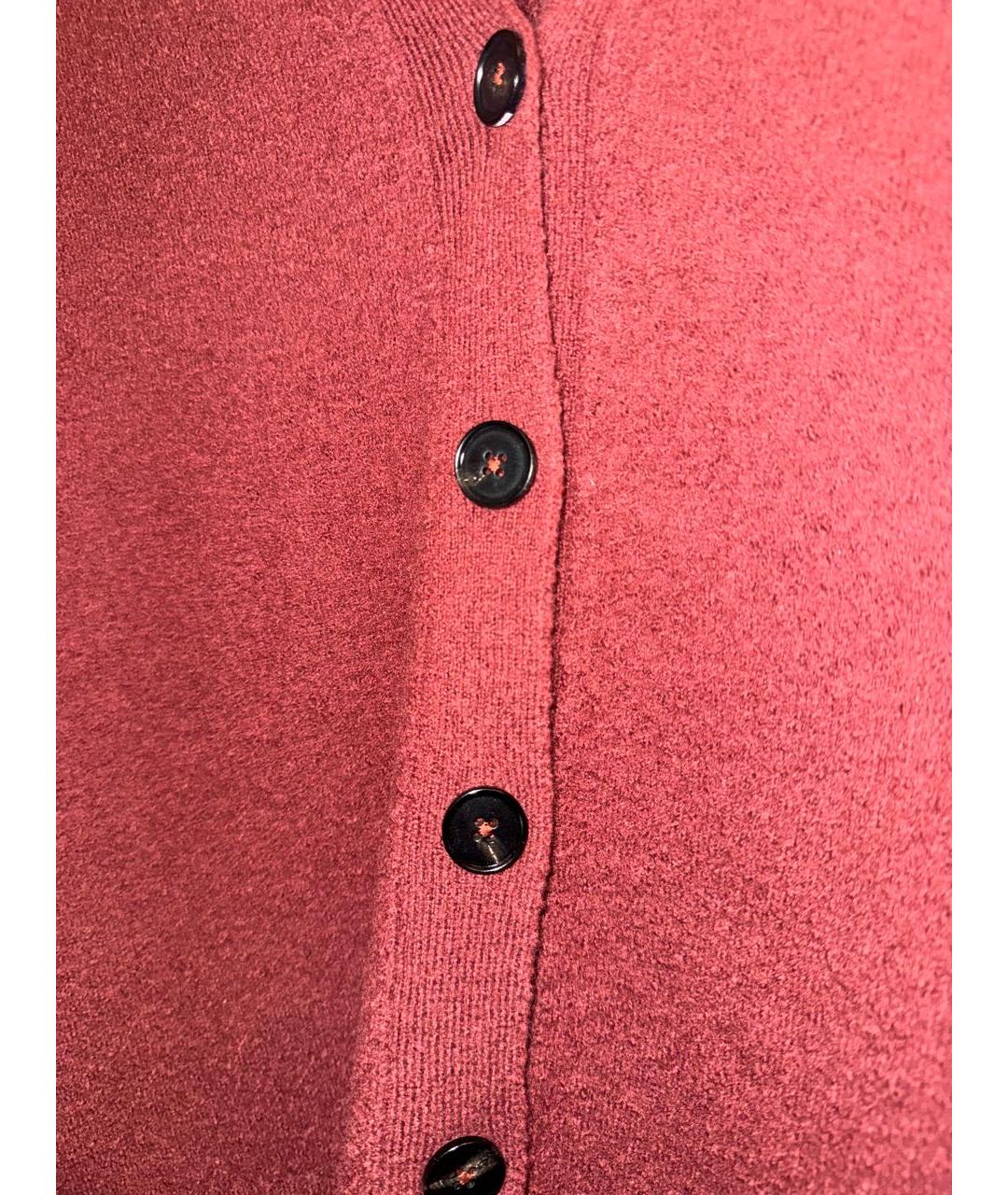 JIL SANDER Бордовый шерстяной кардиган, фото 3