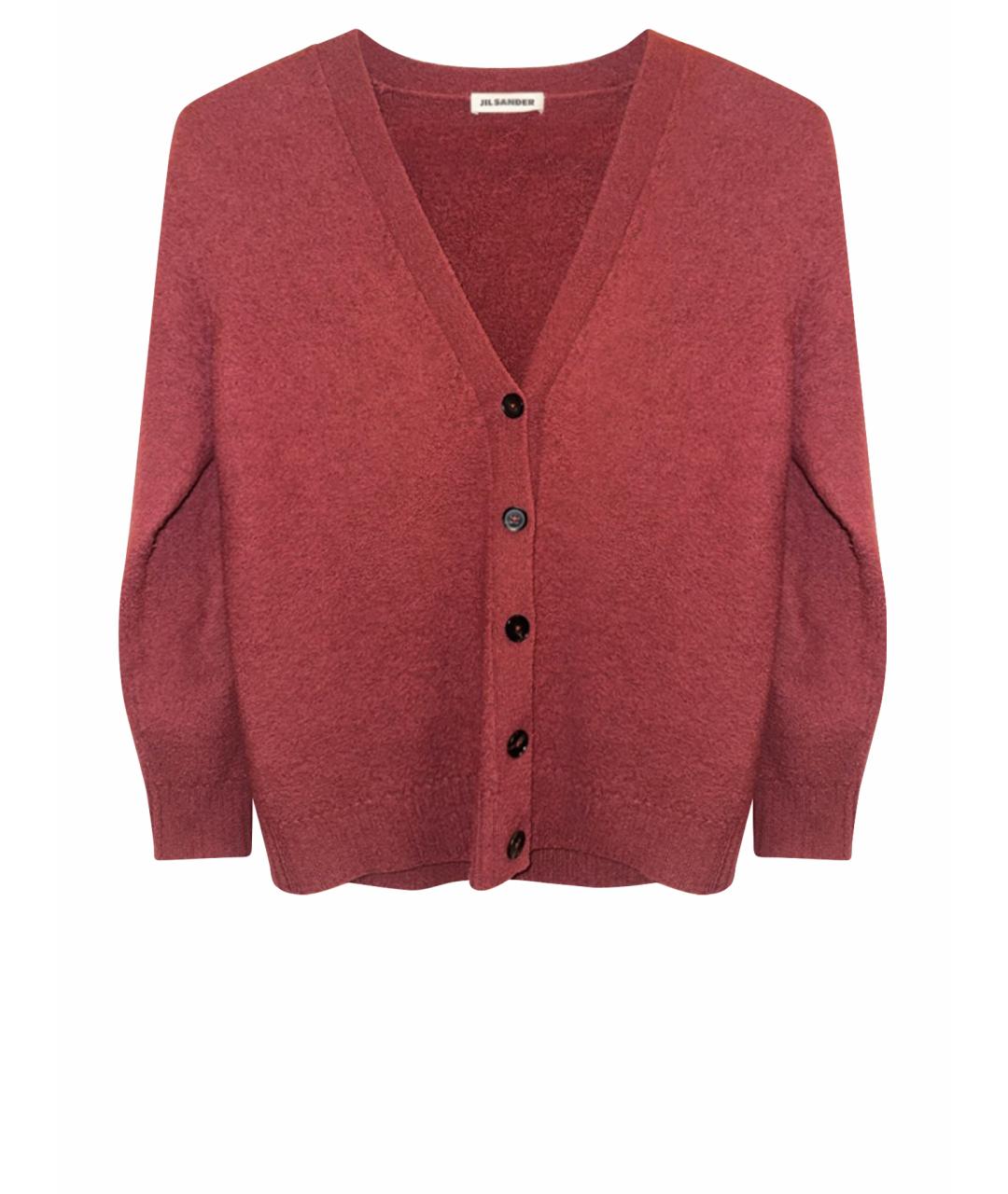 JIL SANDER Бордовый шерстяной кардиган, фото 1