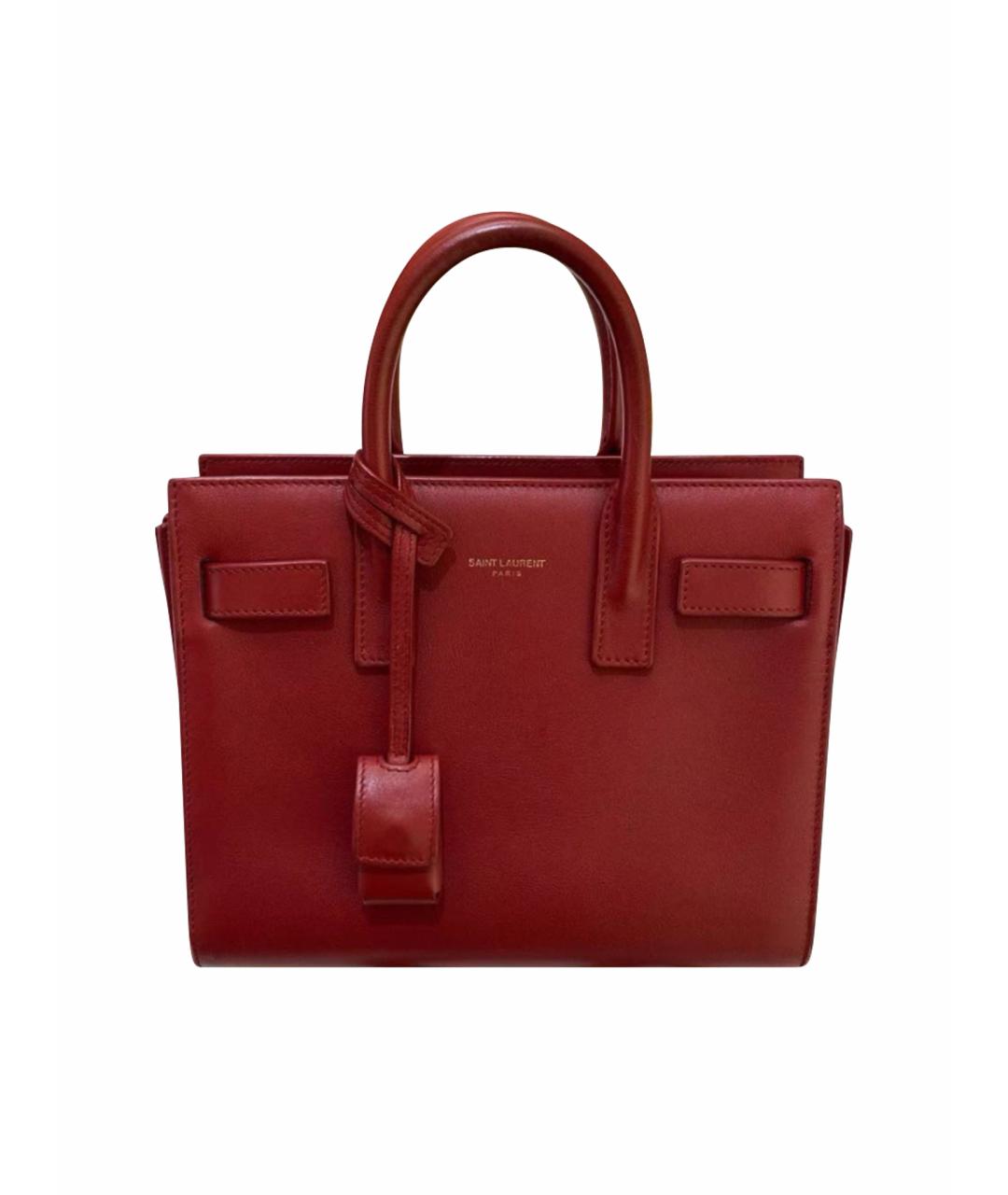 SAINT LAURENT Красная кожаная сумка с короткими ручками, фото 1
