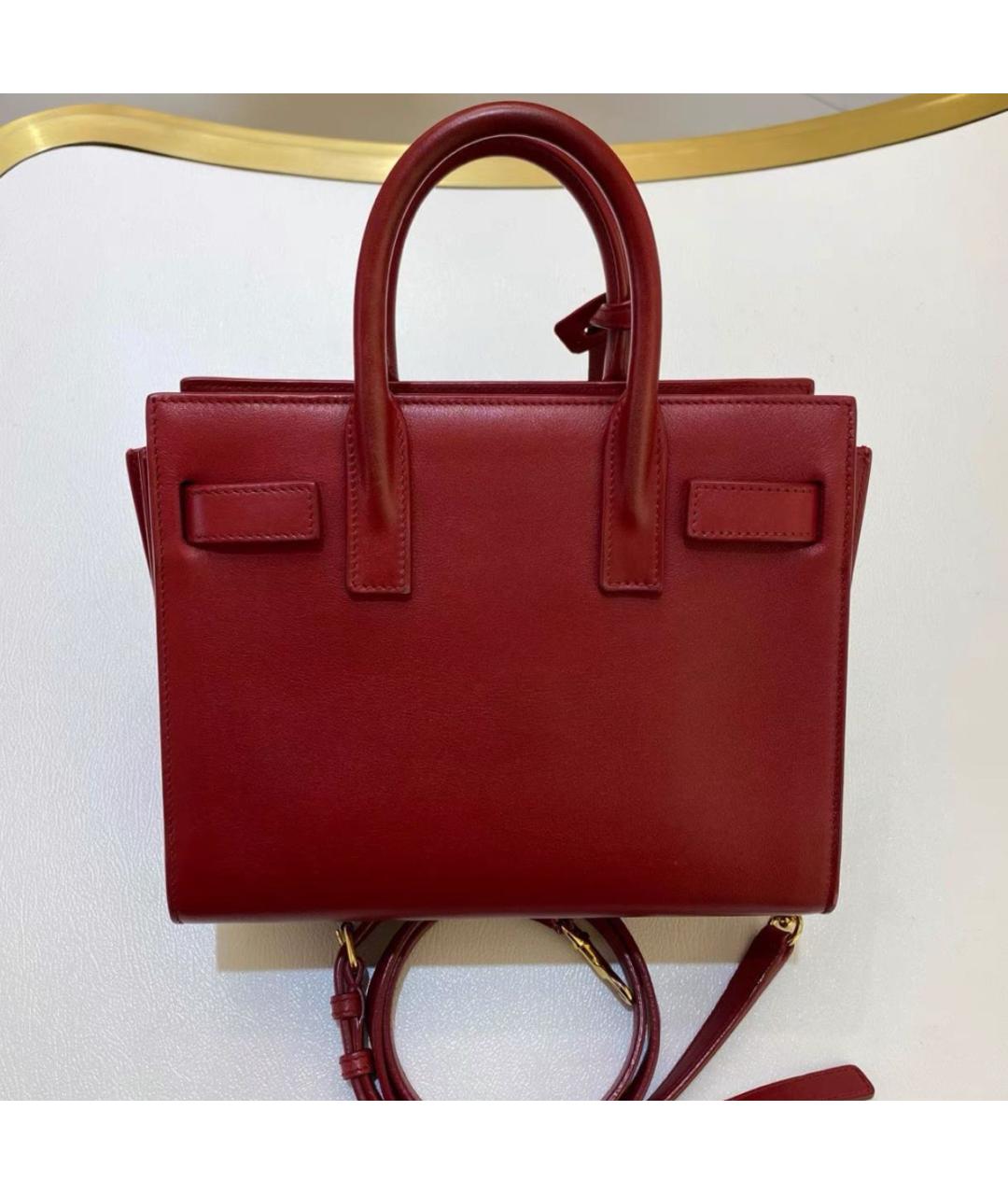 SAINT LAURENT Красная кожаная сумка с короткими ручками, фото 2