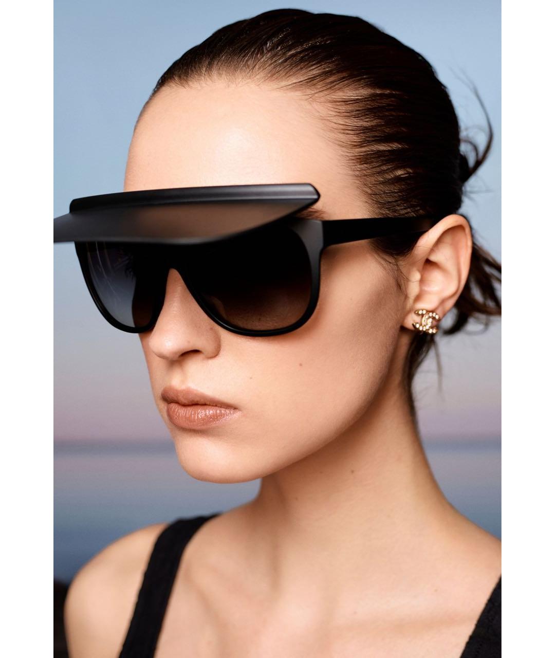 CHANEL Черные пластиковые солнцезащитные очки, фото 6