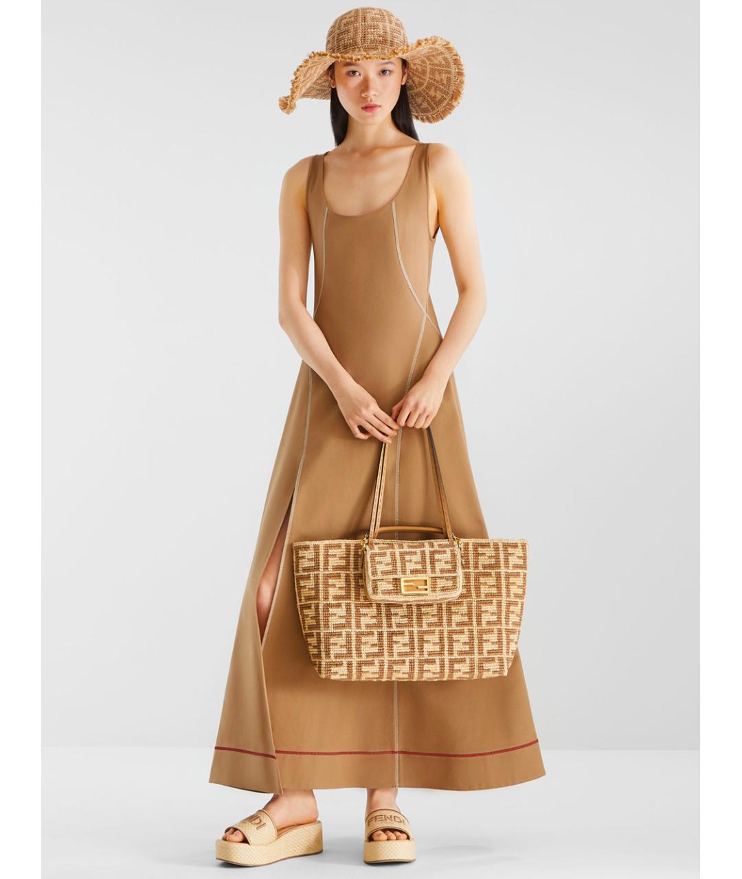 FENDI Коричневое хлопковое платье, фото 3