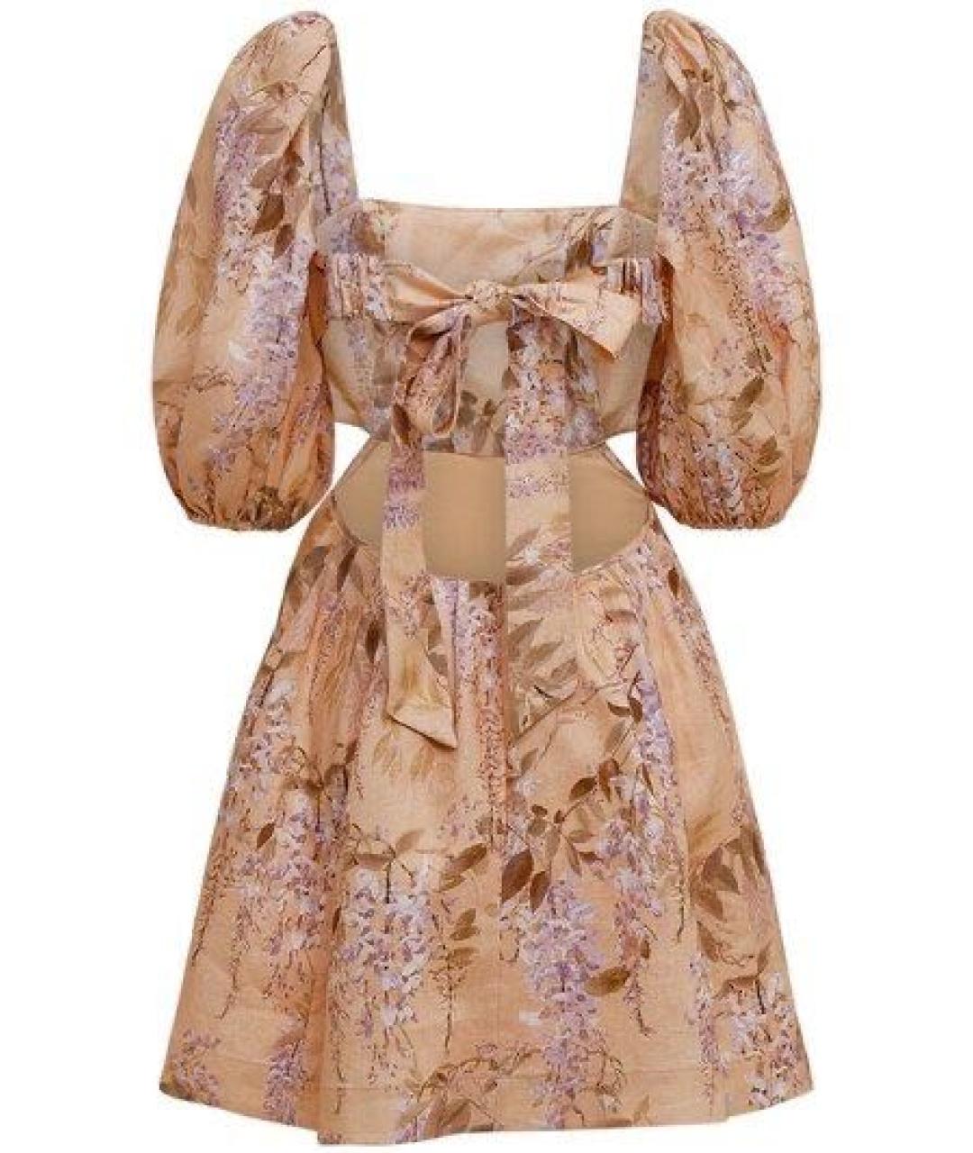 ZIMMERMANN Бежевое льняное повседневное платье, фото 2