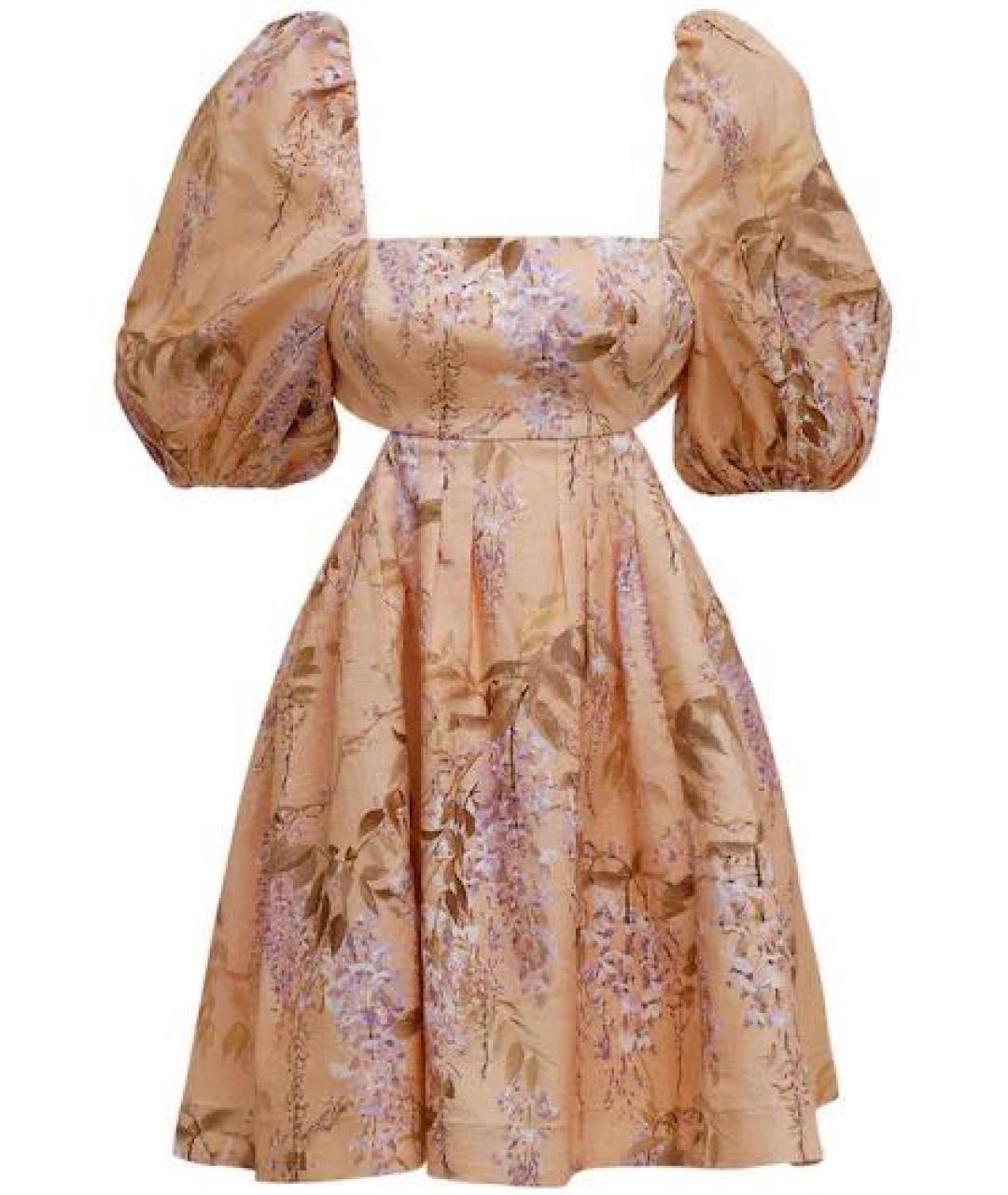 ZIMMERMANN Бежевое льняное повседневное платье, фото 4