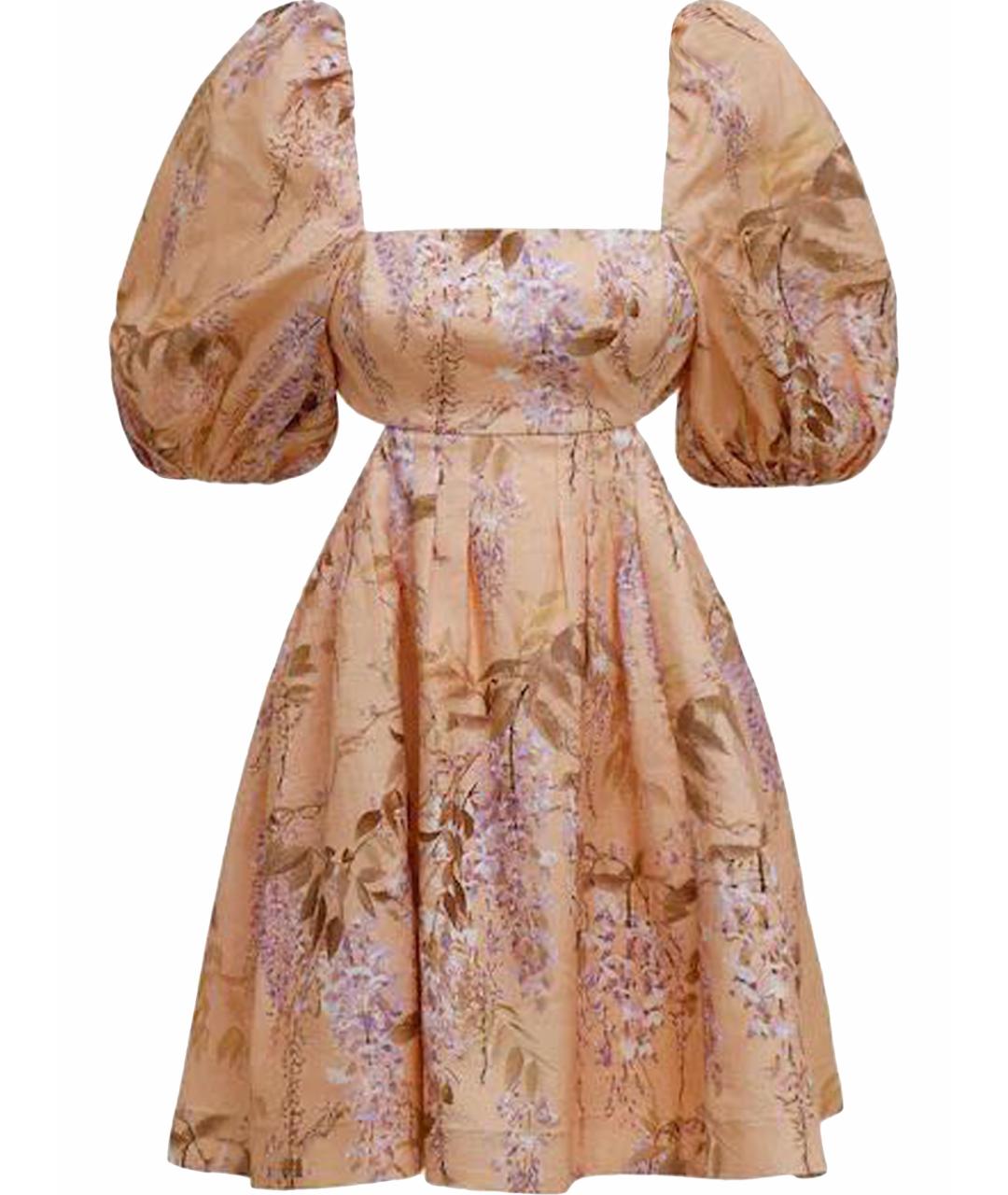 ZIMMERMANN Бежевое льняное повседневное платье, фото 1