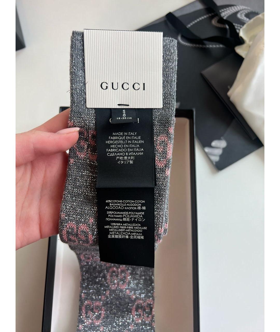 GUCCI Серебряные носки, чулки и колготы, фото 2